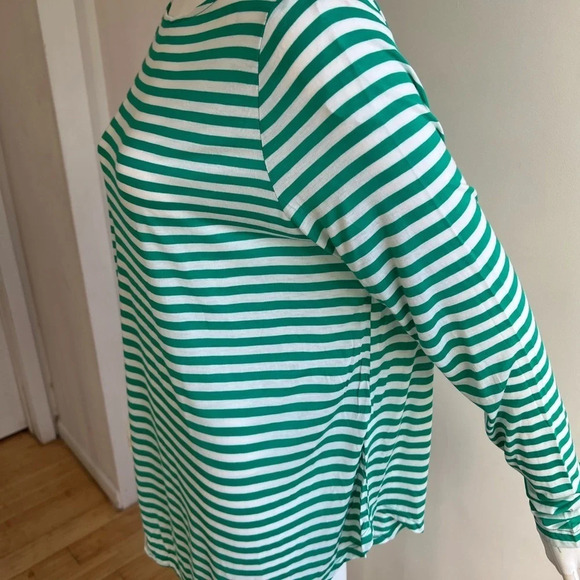 H&M Striped Long Sleeve Top Womens XL Green Tee Soft Stretch NWT - Picture 3 of 9